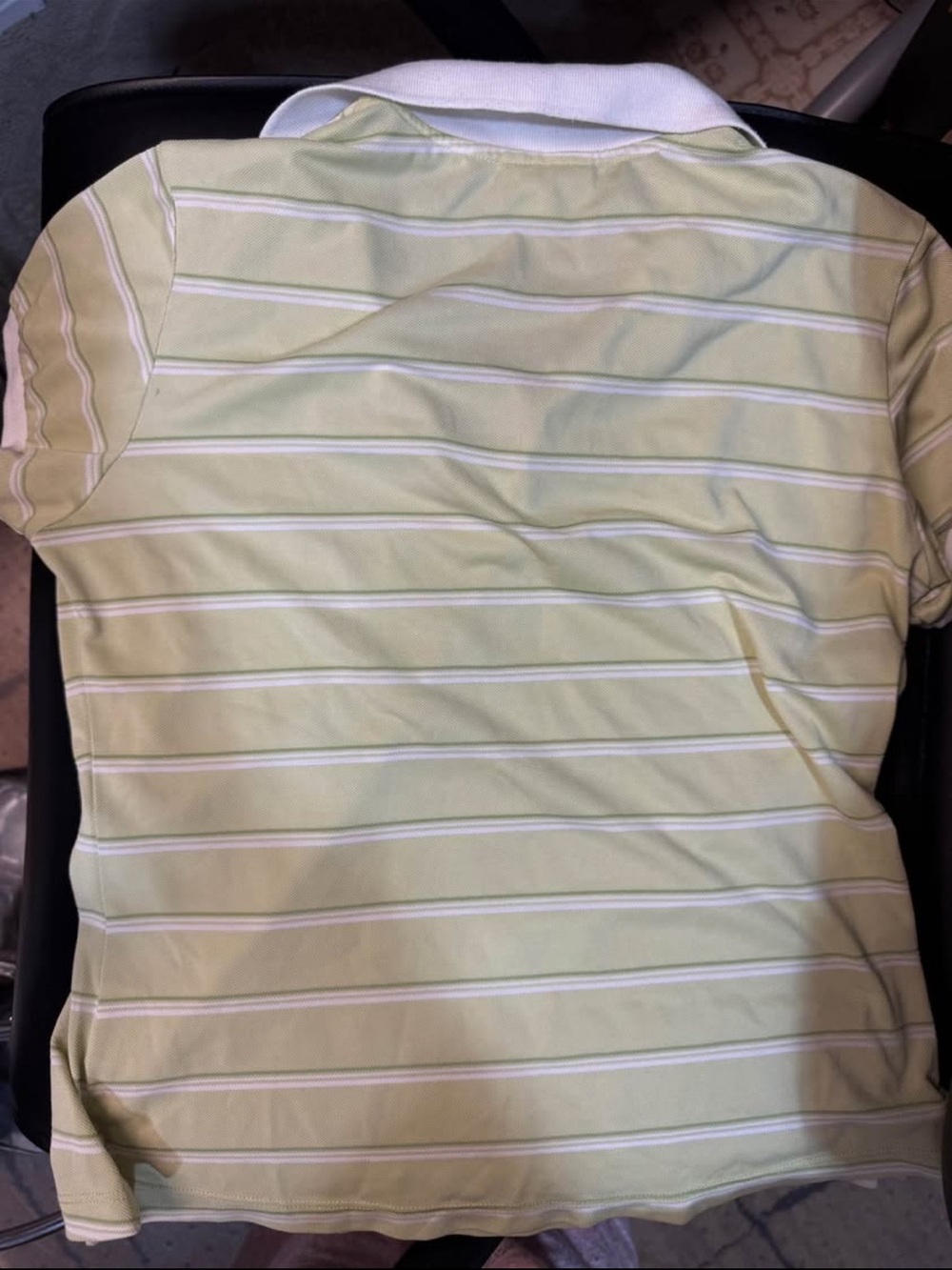 Lacoste Pale Green Striped Polo with White Collar - Picture 2 of 2